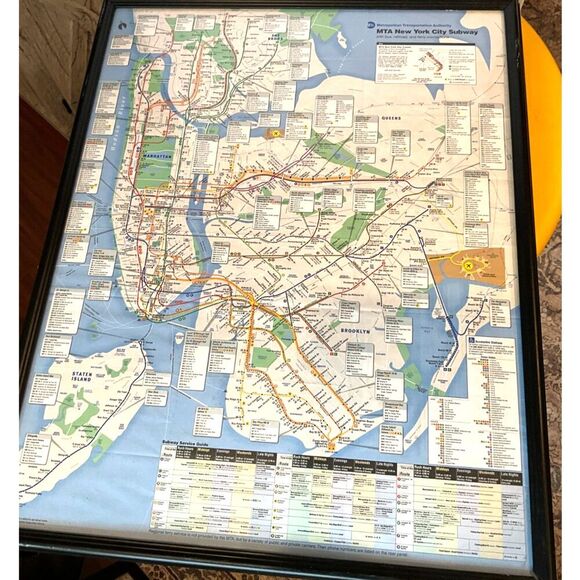 None Other - New York City MTA Subway map framed decorator piece must see
